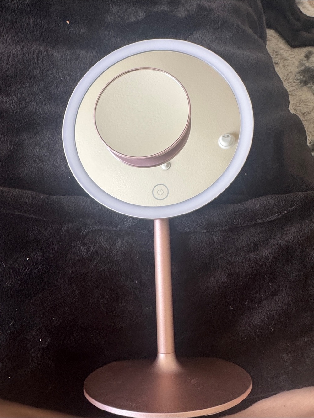 Fancii LED Vanity Makeup Mirror in Rose Gold with Magnifying Insert